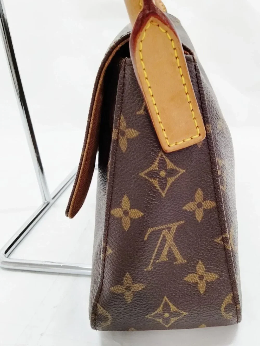 Authentic Louis Vuitton Monogram Looping PM Shoulder Bag Brown Canvas Leather LV